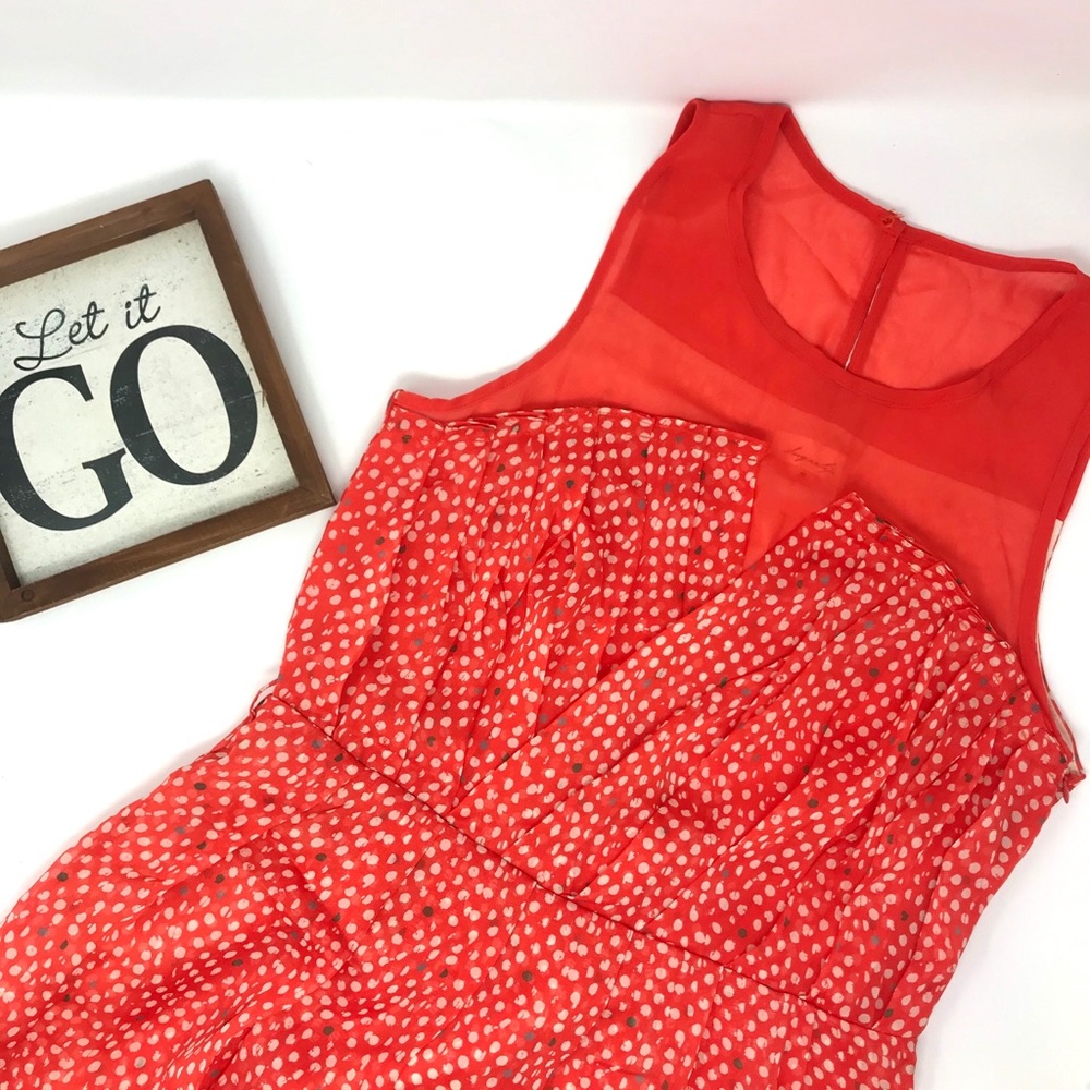 Sugar Lips Size M Orange PolkaDot Sleeveless dress